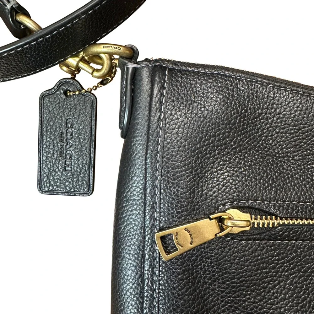 Coach Small Black Pebble Leather Chaise Crossbody Bag
